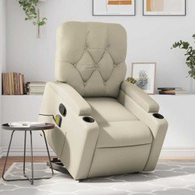 Sillón reclinable de masaje de pie cuero artificial color crema Sillón reclinable de masaje de pie cuero artificial color crema