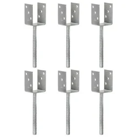 Zaunanker 6 Stück verzinkter Stahl silber 7x6x30 cm von vidaXL, Spikes zur Verankerung im Boden - Ref: Foro24-145312, Preis: ...