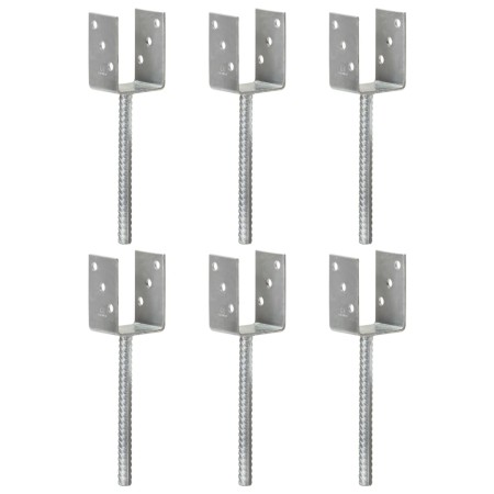 Zaunanker 6 Stück verzinkter Stahl silber 7x6x30 cm von vidaXL, Spikes zur Verankerung im Boden - Ref: Foro24-145312, Preis: ...