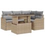 Conjunto de sofá de jardín con cojín 5 pcs Beige Poliratán