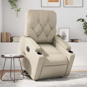 Sillón reclinable elevable eléctrico de cuero sintético crema Sillón reclinable elevable eléctrico de cuero sintético crema