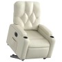 Sillón reclinable elevable eléctrico de cuero sintético crema