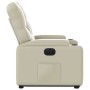 Sillón reclinable elevable eléctrico de cuero sintético crema