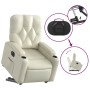 Sillón reclinable elevable eléctrico de cuero sintético crema