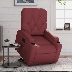 Sillón elevable eléctrico cuero artificial rojo tinto Sillón elevable eléctrico cuero artificial rojo tinto