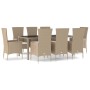 9-piece garden dining set with beige synthetic rattan cushions by vidaXL, Garden sets - Ref: Foro24-3157564, Price: 760,75 €,...
