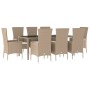 9-piece garden dining set with beige synthetic rattan cushions by vidaXL, Garden sets - Ref: Foro24-3157564, Price: 760,75 €,...
