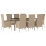 9-piece garden dining set with beige synthetic rattan cushions by vidaXL, Garden sets - Ref: Foro24-3157564, Price: 754,46 €,...