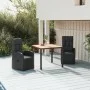 Set comedor de jardín 3 pzas con cojines ratán sintético negro de vidaXL, Conjuntos de jardín - Ref: Foro24-3157597, Precio: ...