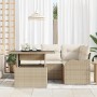 Conjunto de sofá de jardín con cojín 5 pcs Beige Poliratán