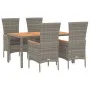 5-piece garden dining set with gray synthetic rattan cushions by vidaXL, Garden sets - Ref: Foro24-3157538, Price: 428,56 €, ...