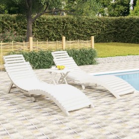 Tumbonas 2 uds madera maciza acacia blanco 184x55x64 cm de vidaXL, Tumbonas - Ref: Foro24-3155470, Precio: 316,73 €, Descuent...