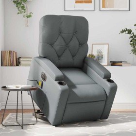 Sillón de masaje elevable eléctrico cuero sintético gris Sillón de masaje elevable eléctrico cuero sintético gris