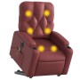 Sillón de masaje elevable eléctrico cuero artificial rojo tinto