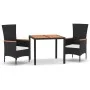 3-piece garden dining set with black synthetic rattan cushions by vidaXL, Garden sets - Ref: Foro24-3157528, Price: 282,09 €,...