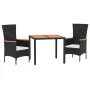 3-piece garden dining set with black synthetic rattan cushions by vidaXL, Garden sets - Ref: Foro24-3157528, Price: 282,09 €,...