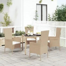 5-teiliges Garten-Esszimmer-Set mit Kissen synthetisches Rattan beige von vidaXL, Gartensets - Ref: Foro24-3157562, Preis: 40...