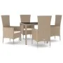 5-piece garden dining set with beige synthetic rattan cushions by vidaXL, Garden sets - Ref: Foro24-3157562, Price: 408,40 €,...