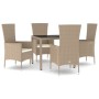 5-teiliges Garten-Esszimmer-Set mit Kissen synthetisches Rattan beige von vidaXL, Gartensets - Ref: Foro24-3157562, Preis: 41...