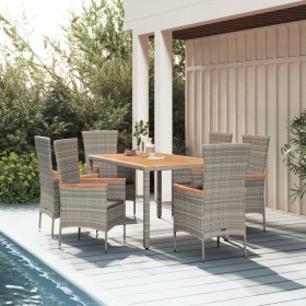Garden dining set 7 pieces and gray synthetic rattan cushions by vidaXL, Garden sets - Ref: Foro24-3157539, Price: 591,90 €, ...