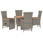 5-piece garden dining set with gray synthetic rattan cushions by vidaXL, Garden sets - Ref: Foro24-3157556, Price: 527,17 €, ...
