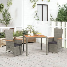 3-piece garden dining set with gray synthetic rattan cushions by vidaXL, Garden sets - Ref: Foro24-3157555, Price: 309,89 €, ...