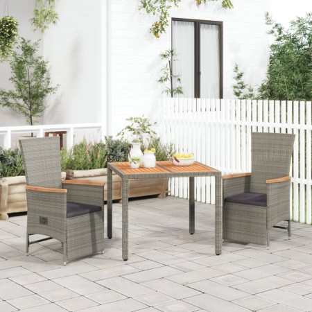 3-piece garden dining set with gray synthetic rattan cushions by vidaXL, Garden sets - Ref: Foro24-3157555, Price: 309,89 €, ...