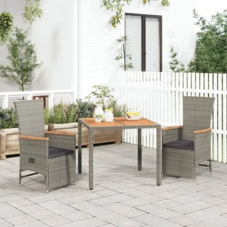 3-teiliges Garten-Esszimmerset mit synthetischen Rattankissen grau von vidaXL, Gartensets - Ref: Foro24-3157555, Preis: 299,8...
