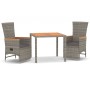 3-piece garden dining set with gray synthetic rattan cushions by vidaXL, Garden sets - Ref: Foro24-3157555, Price: 309,89 €, ...