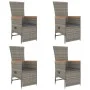 Set comedor de jardín 5 piezas con cojines ratán sintético gris de vidaXL, Conjuntos de jardín - Ref: Foro24-3157557, Precio:...