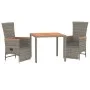 3-piece garden dining set with gray synthetic rattan cushions by vidaXL, Garden sets - Ref: Foro24-3157555, Price: 299,81 €, ...
