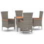 5-teiliges Garten-Essset mit grauen Kissen aus synthetischem Rattan von vidaXL, Gartensets - Ref: Foro24-3157537, Preis: 469,...