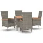 5-teiliges Garten-Essset mit grauen Kissen aus synthetischem Rattan von vidaXL, Gartensets - Ref: Foro24-3157537, Preis: 454,...