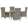 5-teiliges Garten-Essset mit grauen Kissen aus synthetischem Rattan von vidaXL, Gartensets - Ref: Foro24-3157537, Preis: 469,...