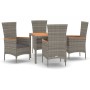 5-piece garden dining set with gray synthetic rattan cushions by vidaXL, Garden sets - Ref: Foro24-3157535, Price: 380,52 €, ...