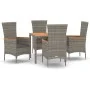 5-piece garden dining set with gray synthetic rattan cushions by vidaXL, Garden sets - Ref: Foro24-3157535, Price: 385,18 €, ...