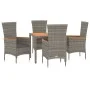 5-piece garden dining set with gray synthetic rattan cushions by vidaXL, Garden sets - Ref: Foro24-3157535, Price: 385,18 €, ...