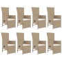 Set comedor de jardín 9 pzas con cojines ratán sintético beige
