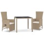 3-teiliges Garten-Esszimmerset mit Kissen synthetisches Rattan beige von vidaXL, Gartensets - Ref: Foro24-3157576, Preis: 340...