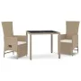 3-teiliges Garten-Esszimmerset mit Kissen synthetisches Rattan beige von vidaXL, Gartensets - Ref: Foro24-3157576, Preis: 342...