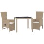 3-teiliges Garten-Esszimmerset mit Kissen synthetisches Rattan beige von vidaXL, Gartensets - Ref: Foro24-3157576, Preis: 340...