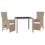 3-teiliges Garten-Esszimmerset mit Kissen synthetisches Rattan beige von vidaXL, Gartensets - Ref: Foro24-3157576, Preis: 342...