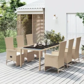 7-piece garden dining set with beige synthetic rattan cushions by vidaXL, Garden sets - Ref: Foro24-3157578, Price: 893,89 €,...
