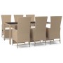 7-piece garden dining set with beige synthetic rattan cushions by vidaXL, Garden sets - Ref: Foro24-3157578, Price: 908,12 €,...