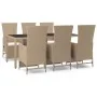 7-piece garden dining set with beige synthetic rattan cushions by vidaXL, Garden sets - Ref: Foro24-3157578, Price: 893,89 €,...
