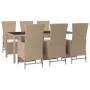 7-piece garden dining set with beige synthetic rattan cushions by vidaXL, Garden sets - Ref: Foro24-3157578, Price: 908,12 €,...