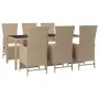 7-piece garden dining set with beige synthetic rattan cushions by vidaXL, Garden sets - Ref: Foro24-3157578, Price: 893,89 €,...