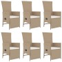 7-piece garden dining set with beige synthetic rattan cushions by vidaXL, Garden sets - Ref: Foro24-3157578, Price: 908,12 €,...