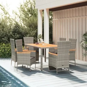 Garden dining set 7 pieces and gray synthetic rattan cushions by vidaXL, Garden sets - Ref: Foro24-3157541, Price: 650,97 €, ...