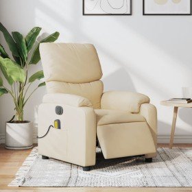 Sillón reclinable de masaje eléctrico tela color crema en Sillones | Comprar online en Foro24